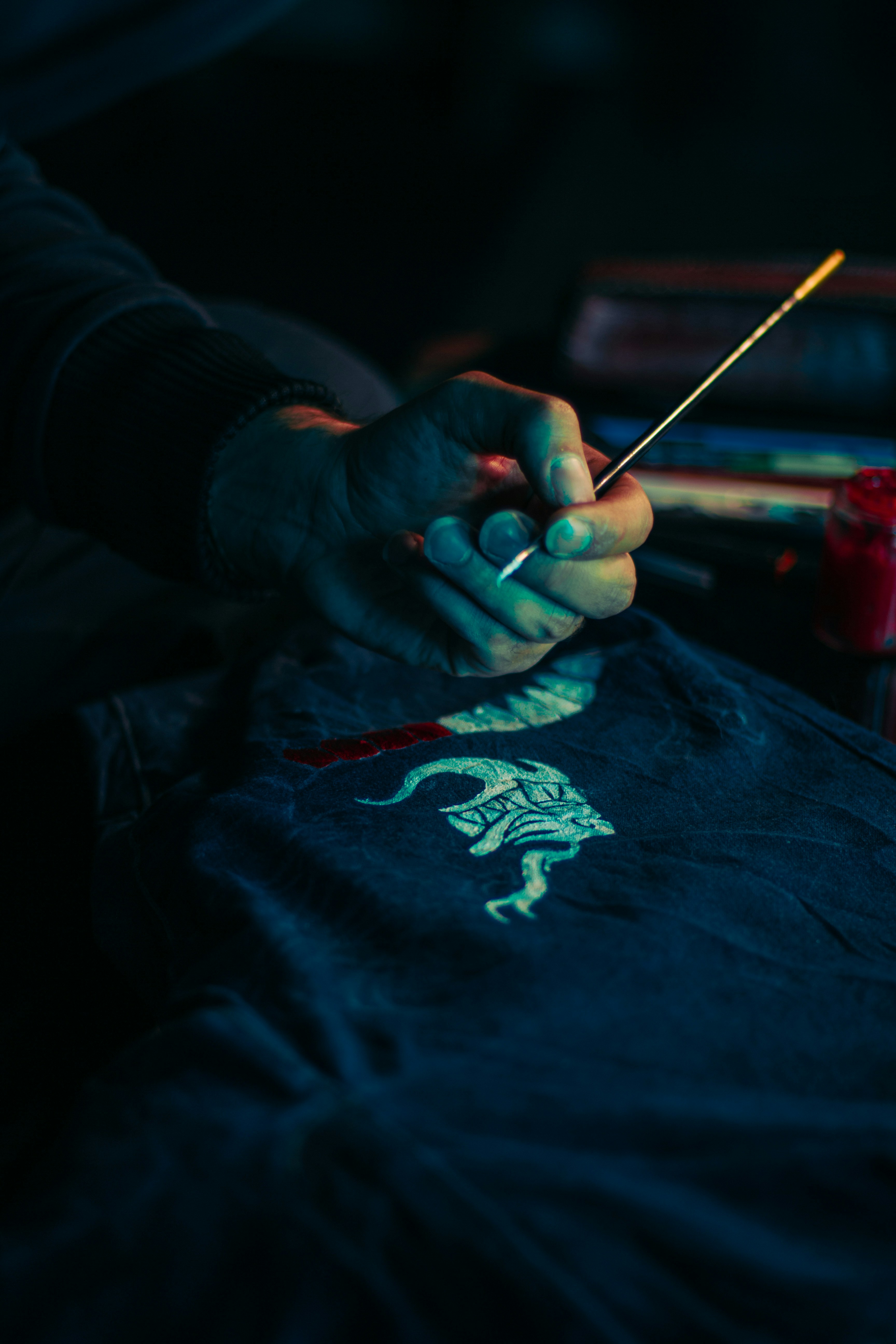 Brush painting on a t-shirt